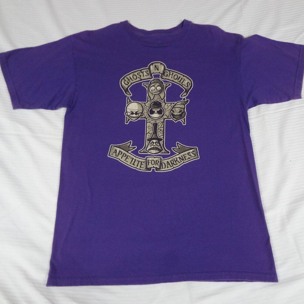 TEE FURY NIGHTMARE BEFORE CHRISTMAS GUNS N ROSES SPOOF PURPLE MEDIUM SHIRT K635